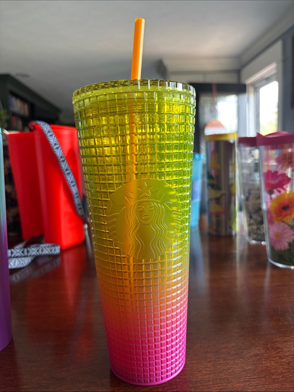 Starbucks lemon pink ombré tumbler